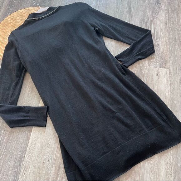 Anne Fontaine black wool v neck chain embellished cardigan‎ sweater women’s 38 - Picture 8 of 10